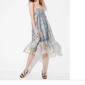 NWT Women's Organza MIDI Babydoll Dress - Wild Fable Blue Floral